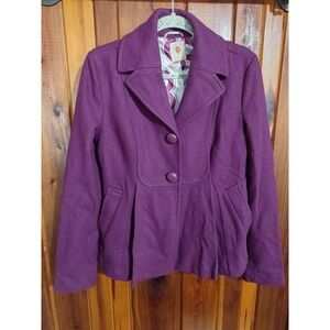 Tulle by Anthropologie Purple Wool Peacoat Lined Women's Coat Small Or Medium